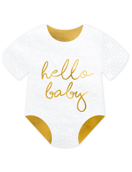 20 Serviettes en papier body Hello baby 16 x 16 cm