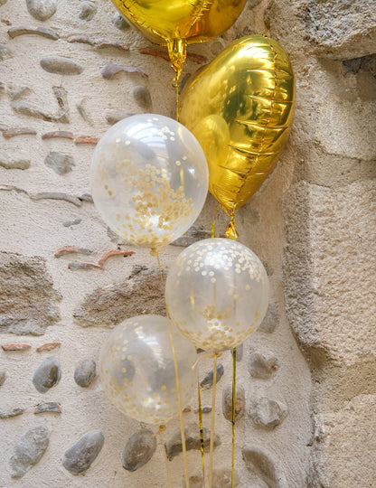 6 Ballon avec confettis dorée ocre