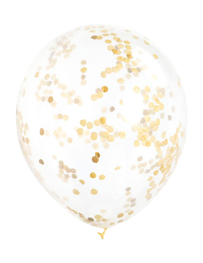 6 Ballon avec confettis dorée ocre