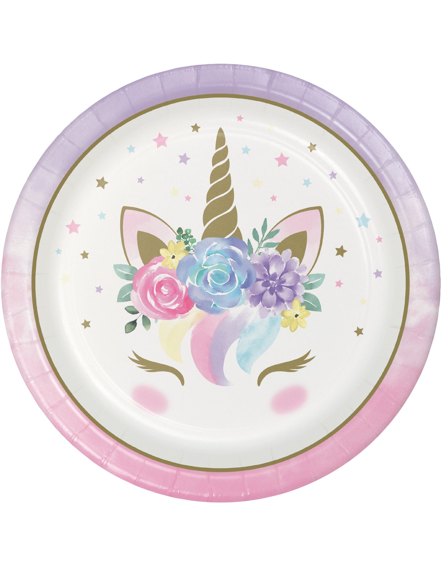 8 Assiettes licorne féerique blanches