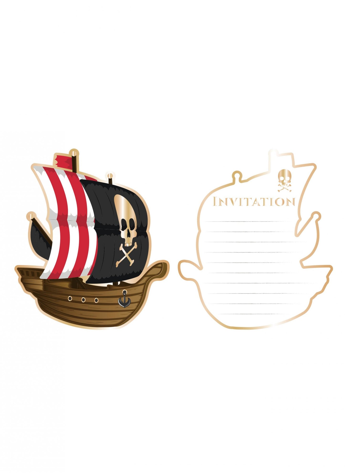 8 Cartes d'invitation bateau pirate