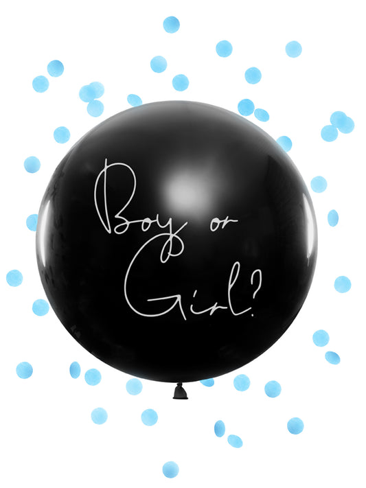 Ballon géant en latex boy or girl confettis bleus 1 m