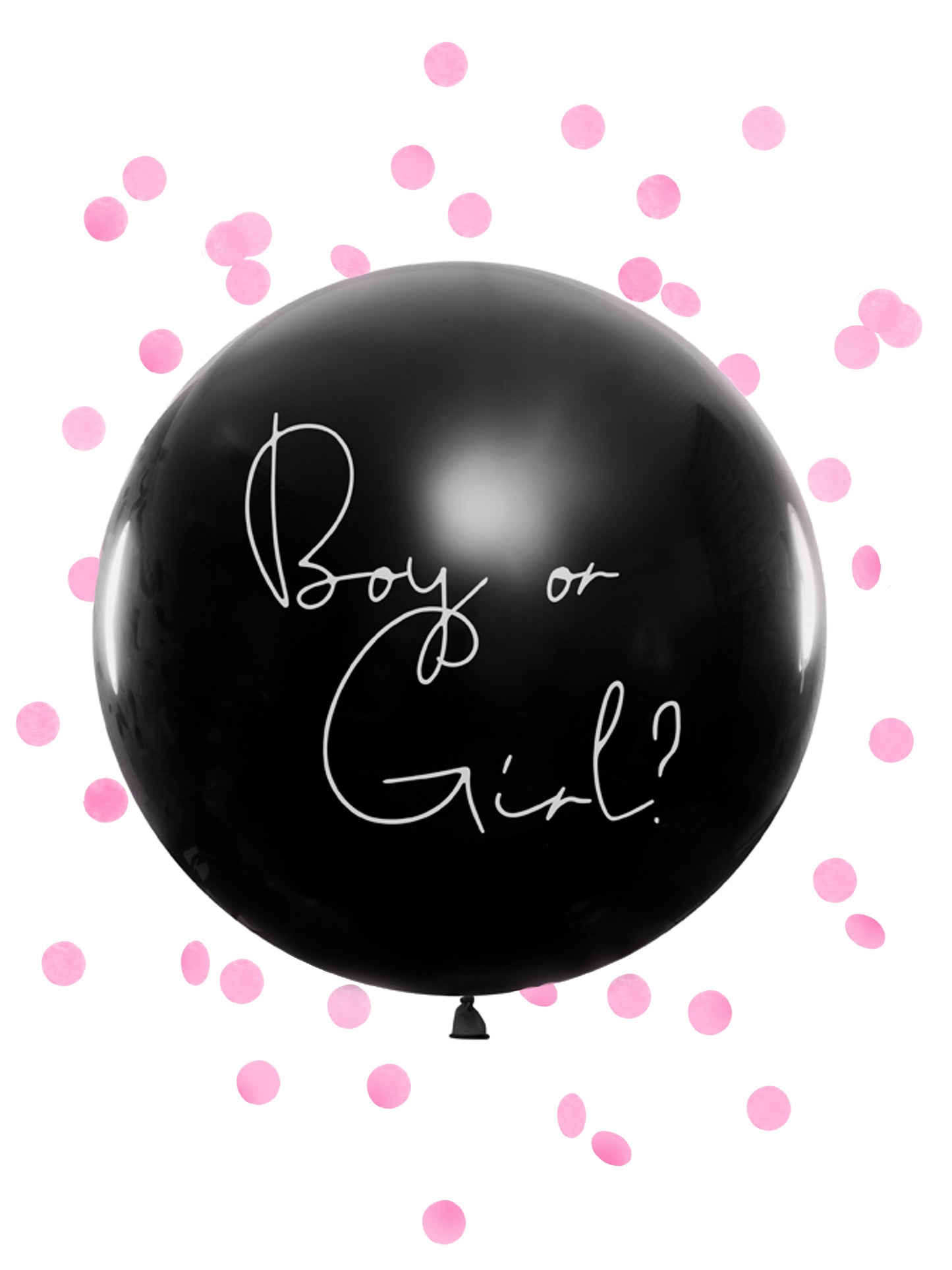 Ballon géant en latex boy or girl confettis roses 1 m