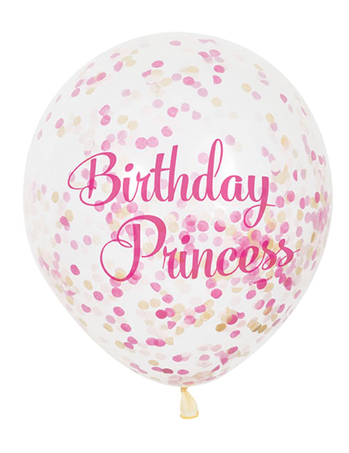 Ballon Birthday Princesse confettis rose et doré