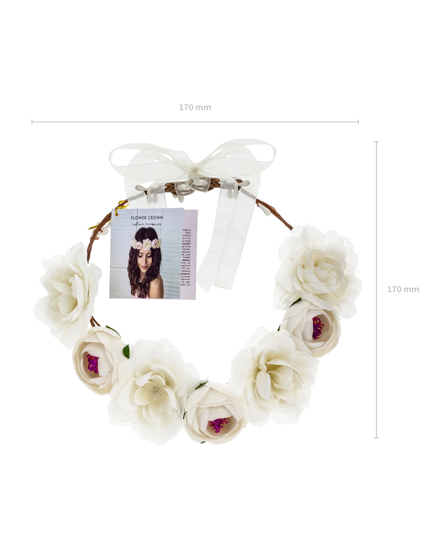 Couronne de fleurs blanches 17 cm